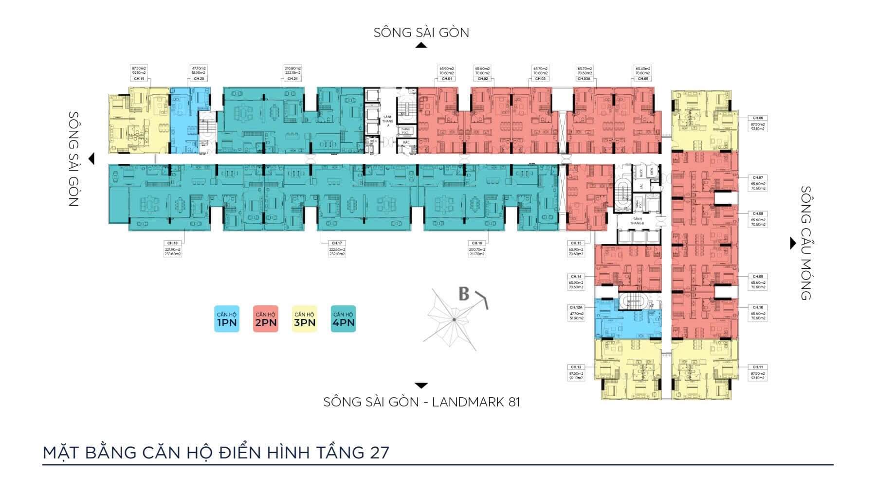 Mặt bằng căn hộ tầng 27 dự án symlife